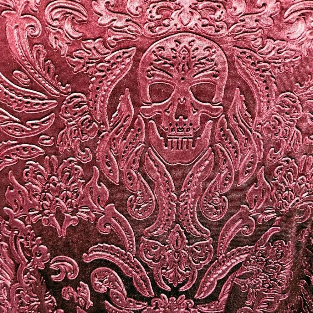 TORRID EMBOSSED Skull Velvet Baroque Sweetheart Neckline WITCHYCORE Dress M/L - Picture 5 of 14